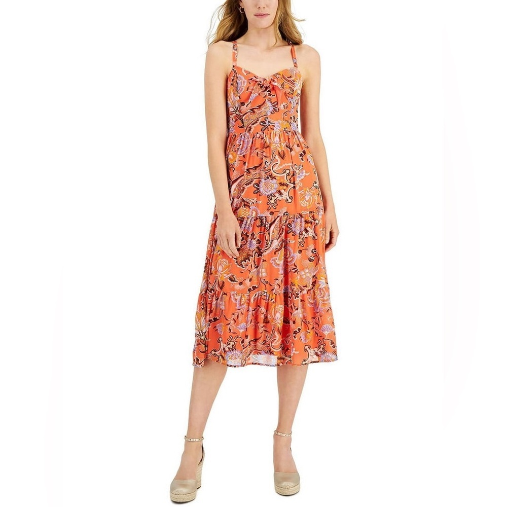 Inc Womens Tiered Midi Sundress Size 8
